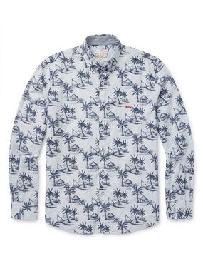 Dario Beltran Men's Long-Sleeve Printed Button-Down Shirt - Light Blue Palm